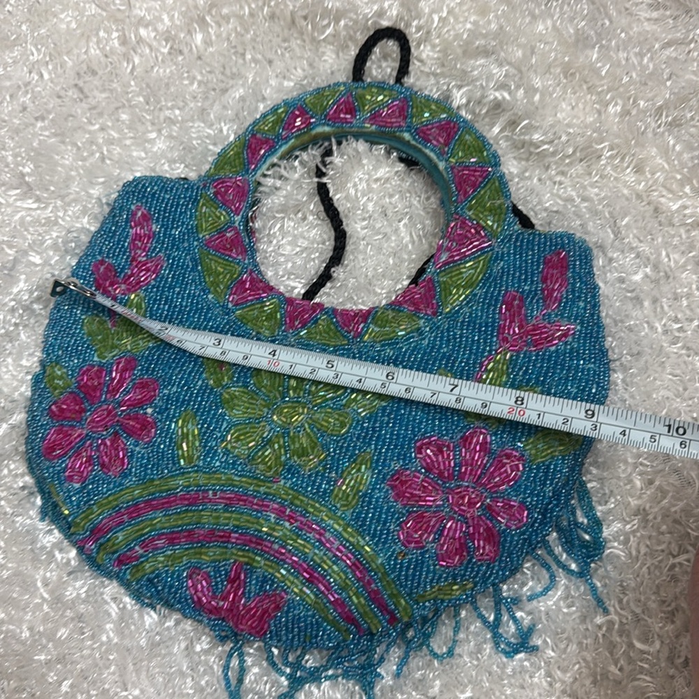 Vintage Beaded Clutch in Blue and Pink - Picture 4 of 4
